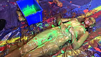 Naughty And Playful Girl Gets Kinky With Custard And Slime