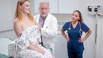 A Naughty Doctor And His Nurse Give Special Attention To A Curvy Woman'S Intimate Area