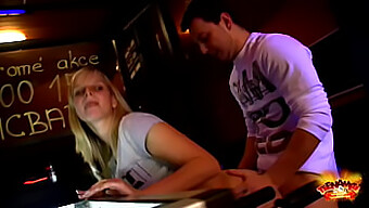 European Teen Gets Her Backdoor Drilled In Public Game Room