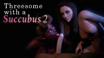 A Succubus Engages In A Threesome With A Couple In A 3d Animated Video, Featuring Oral, Penetration, And Ejaculation