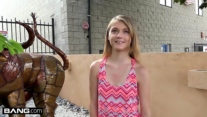 Hannah Hays, a petite teen, engages in public cheating with an amateur blowjob