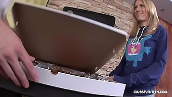 Teenage Pizza Delivery Girl Gives A Deep Throat Blowjob And Facial Cum Shot