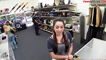 A Girl From A Pawn Shop Gives A Blowjob On The Counter Before Engaging In Sexual Activity