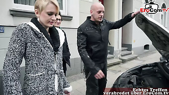 German Blonde Picked Up In Public For Casting Couch Threesome