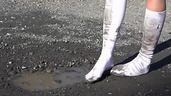 White And Black Beauties Get Dirty In 60 Fps Mud Scene