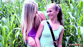 Young German Girl Leads Her Thin Classmate Into Public Lesbian Encounter