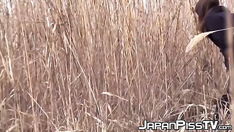 Japanese Teenage Girls Pause To Urinate Outdoors