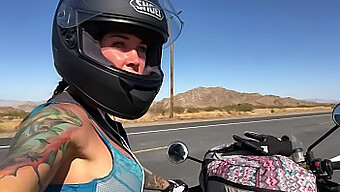 Felicity Feline On An Outdoor Bike Ride In Lingerie And Tattoos