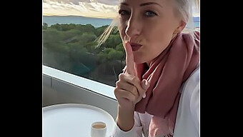 Mallorca Hotel Balcony Masturbation For Natural Tits Orgasm