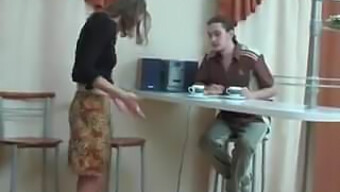 Russian Mature Housekeeper Seduces Young Man