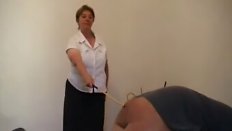 Mature Woman Punishes Man With A Cane In Rough Milf Video