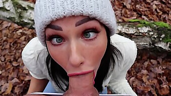 Shaiden Rogue, A Freckled Teen, Gives A Sloppy Blowjob And Handjob In The Woods